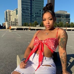 Red Bandanna Tied Crop top
